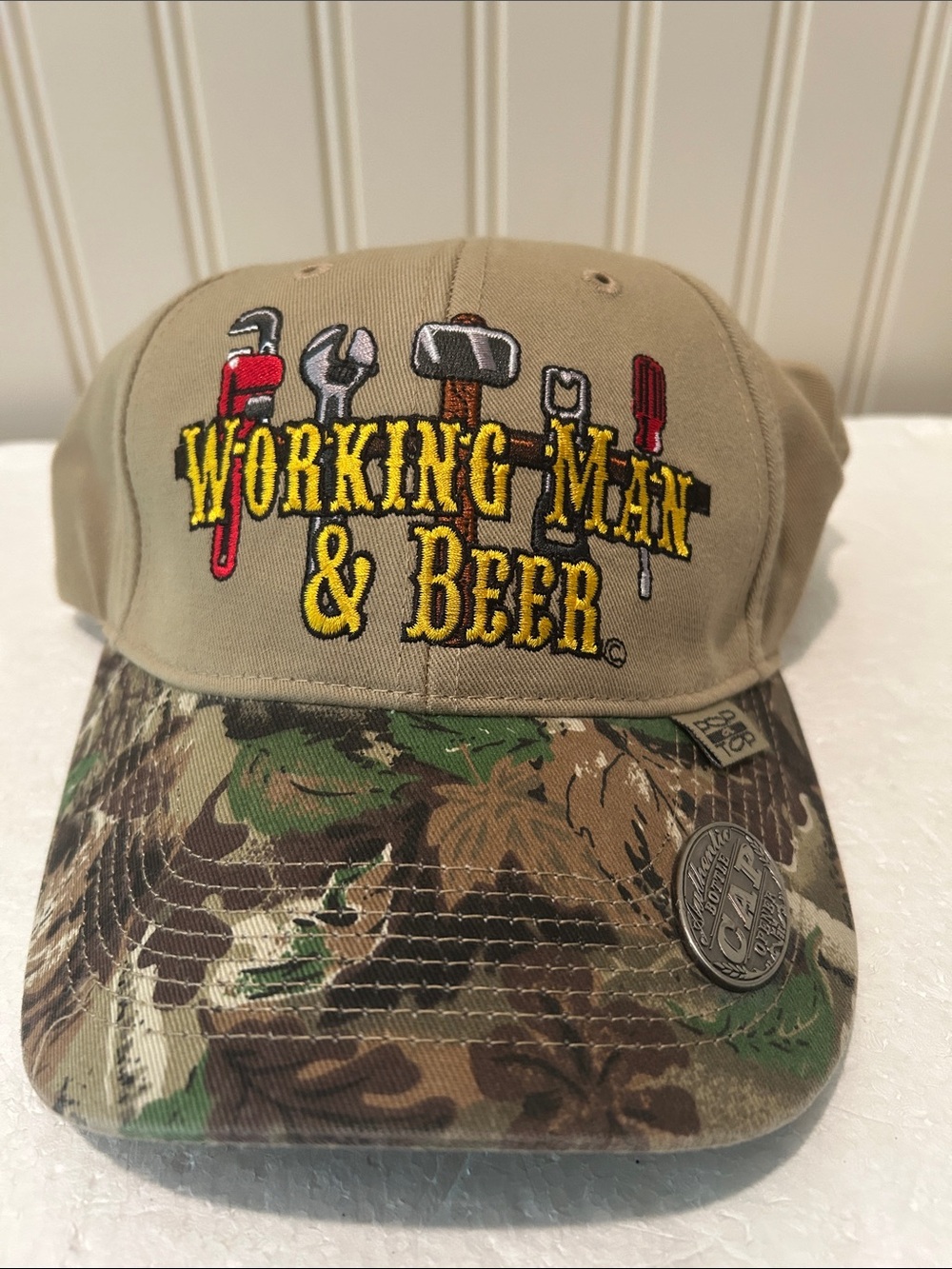 Bealls embroider camo hunting “Working Man & Beer”official bottle cap opener hat